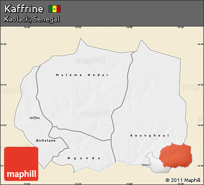 Classic Style Map of Kaffrine, single color outside