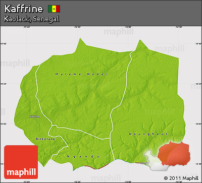 Physical Map of Kaffrine, cropped outside