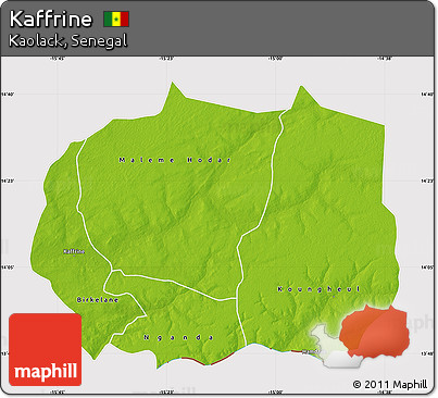 Physical Map of Kaffrine, cropped outside