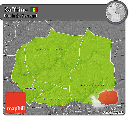 Physical Map of Kaffrine, desaturated