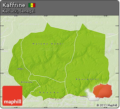 Physical Map of Kaffrine, lighten