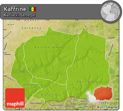 Physical Map of Kaffrine, satellite outside