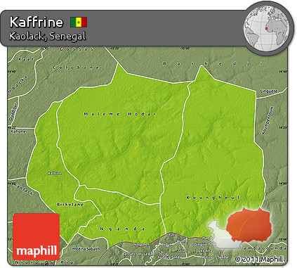 Physical Map of Kaffrine, semi-desaturated