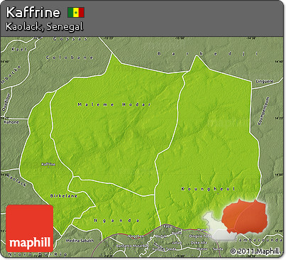 Physical Map of Kaffrine, semi-desaturated