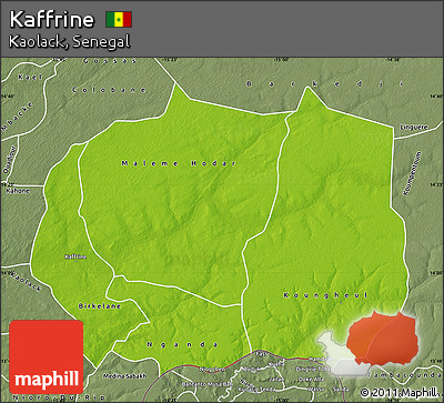 Physical Map of Kaffrine, semi-desaturated