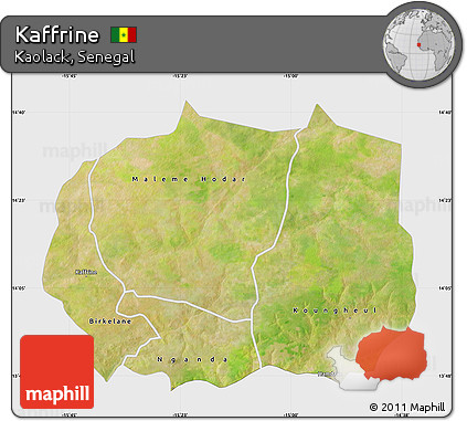 Satellite Map of Kaffrine, single color outside