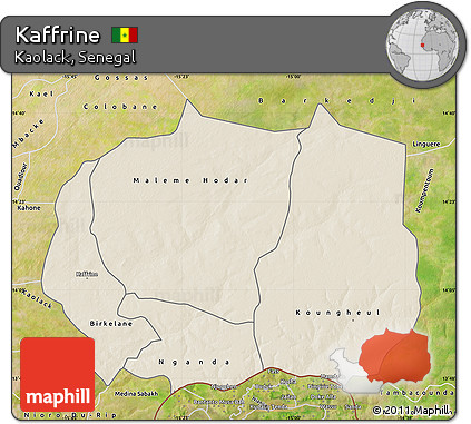 Shaded Relief Map of Kaffrine, satellite outside