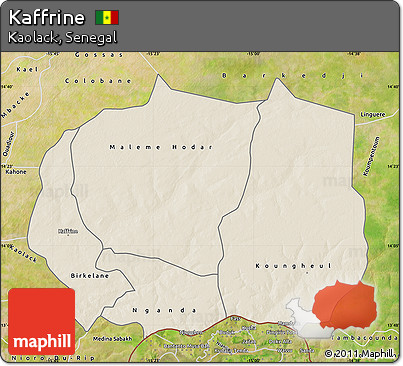 Shaded Relief Map of Kaffrine, satellite outside