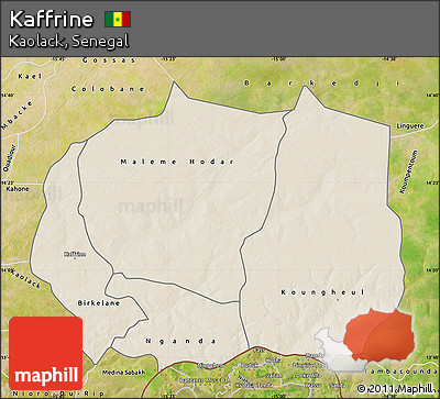 Shaded Relief Map of Kaffrine, satellite outside