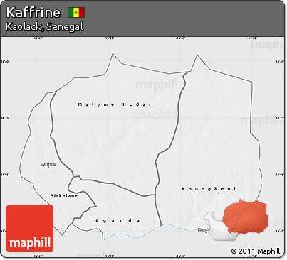 Silver Style Map of Kaffrine, single color outside