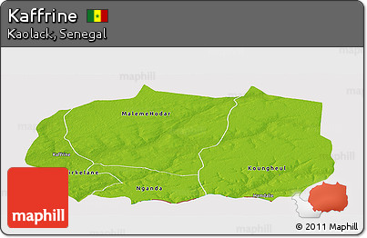 Physical Panoramic Map of Kaffrine, cropped outside