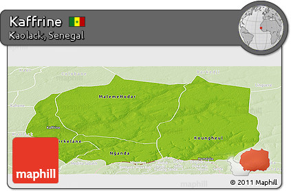 Physical Panoramic Map of Kaffrine, lighten