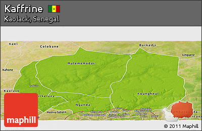 Physical Panoramic Map of Kaffrine, satellite outside