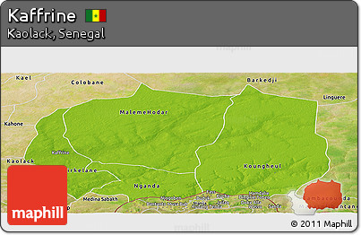 Physical Panoramic Map of Kaffrine, satellite outside