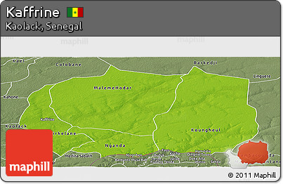 Physical Panoramic Map of Kaffrine, semi-desaturated