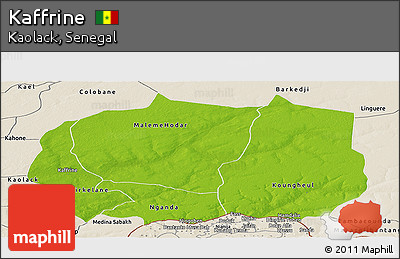 Physical Panoramic Map of Kaffrine, shaded relief outside