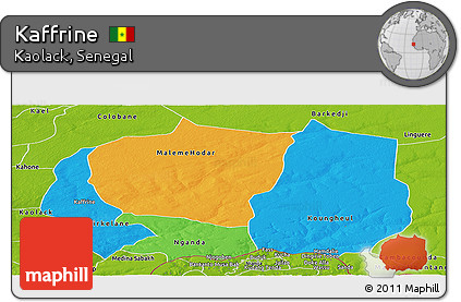 Political Panoramic Map of Kaffrine, physical outside