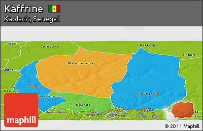 Political Panoramic Map of Kaffrine, physical outside