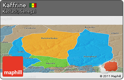 Political Panoramic Map of Kaffrine, semi-desaturated