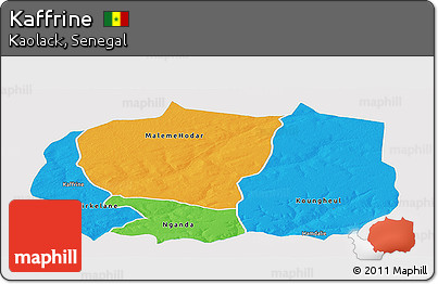 Political Panoramic Map of Kaffrine, single color outside