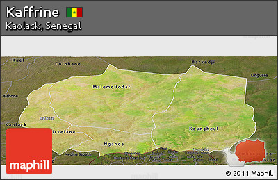 Satellite Panoramic Map of Kaffrine, darken