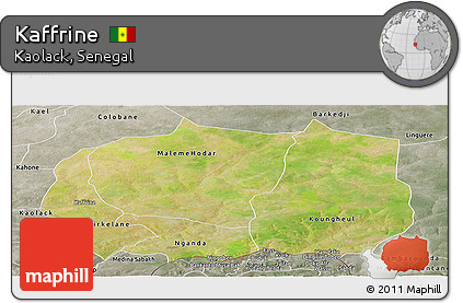 Satellite Panoramic Map of Kaffrine, semi-desaturated