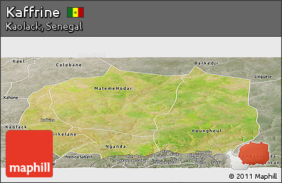 Satellite Panoramic Map of Kaffrine, semi-desaturated