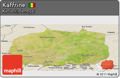 Satellite Panoramic Map of Kaffrine, shaded relief outside