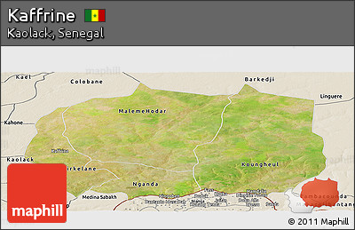 Satellite Panoramic Map of Kaffrine, shaded relief outside