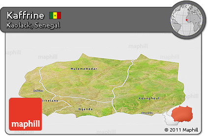 Satellite Panoramic Map of Kaffrine, single color outside