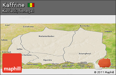 Shaded Relief Panoramic Map of Kaffrine, satellite outside