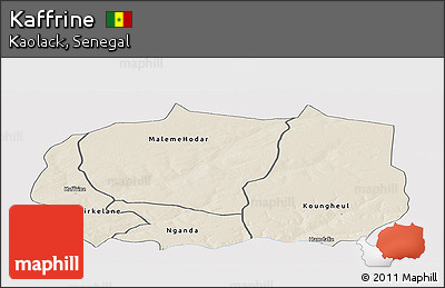 Shaded Relief Panoramic Map of Kaffrine, single color outside