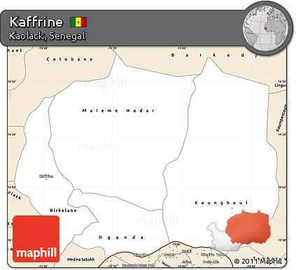 Classic Style Simple Map of Kaffrine