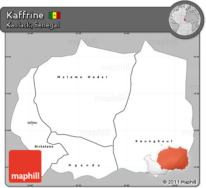 Gray Simple Map of Kaffrine, single color outside