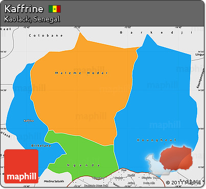 Political Simple Map of Kaffrine, single color outside, borders and labels