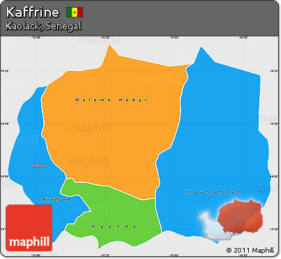 Political Simple Map of Kaffrine, single color outside
