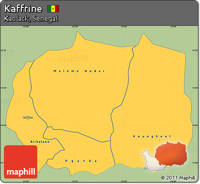 Savanna Style Simple Map of Kaffrine, single color outside