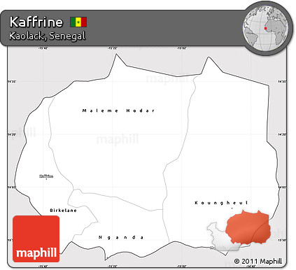 Silver Style Simple Map of Kaffrine, cropped outside