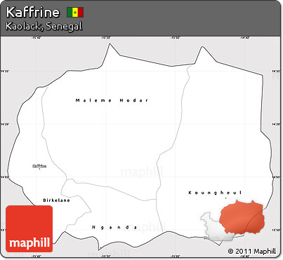 Silver Style Simple Map of Kaffrine, cropped outside