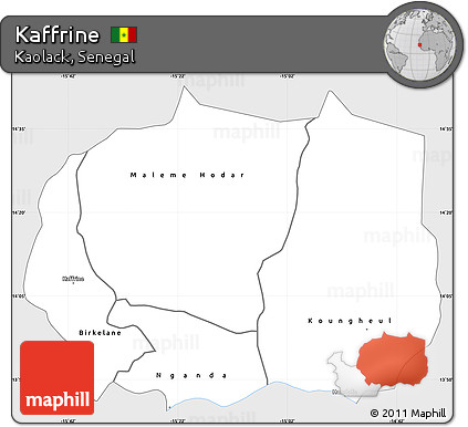 Silver Style Simple Map of Kaffrine, single color outside