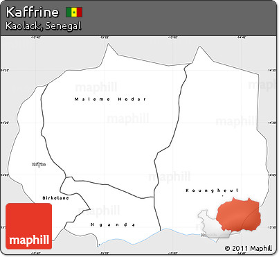 Silver Style Simple Map of Kaffrine, single color outside