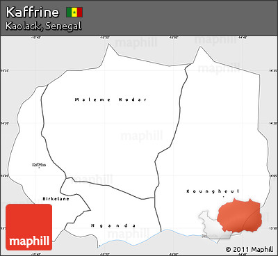 Silver Style Simple Map of Kaffrine, single color outside