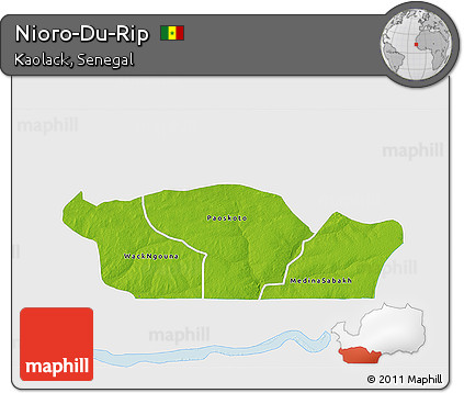 Physical 3D Map of Nioro-Du-Rip, single color outside