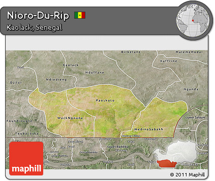 Satellite 3D Map of Nioro-Du-Rip, semi-desaturated