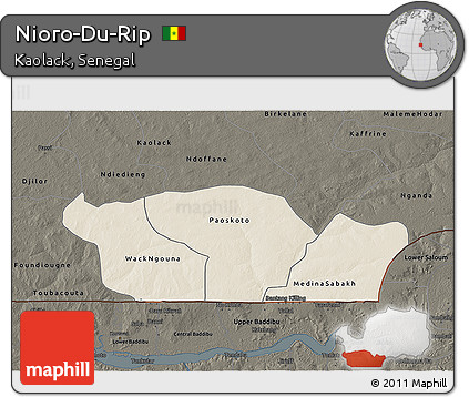 Shaded Relief 3D Map of Nioro-Du-Rip, darken