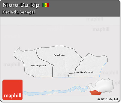 Silver Style 3D Map of Nioro-Du-Rip, single color outside