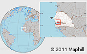 Gray Location Map of Nioro-Du-Rip, highlighted country, within the entire country