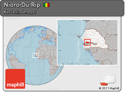 Gray Location Map of Nioro-Du-Rip, highlighted country, hill shading