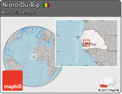 Gray Location Map of Nioro-Du-Rip, highlighted country, hill shading