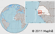 Gray Location Map of Nioro-Du-Rip, highlighted country, hill shading